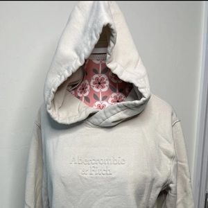 Abercrombie & Fitch white soft fleece Long sleeve hoodie jacket size XS